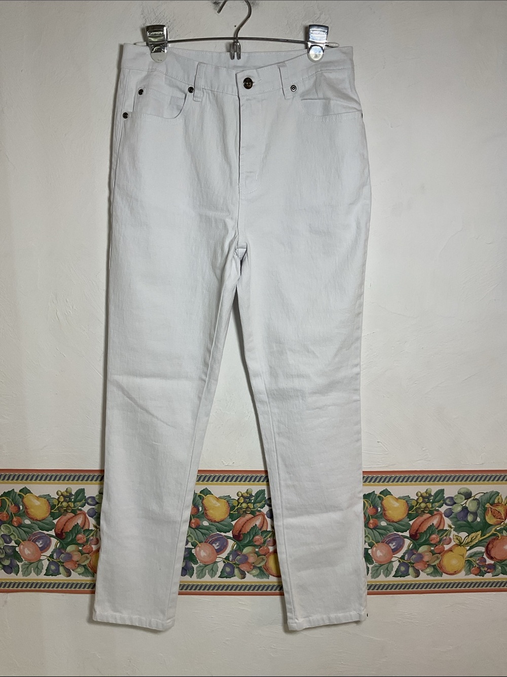 DG2 by Diane Gilman White Ankle Zipper Stretch Jeans Size 10